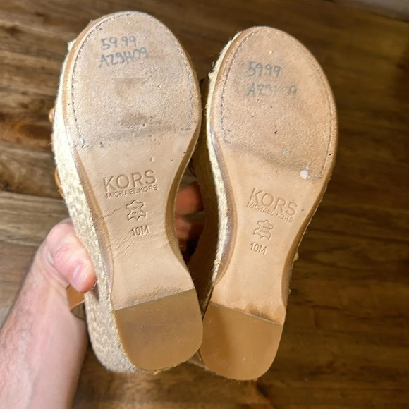 Michael Kors MK Espadrilles Wedge Sandals Shoes 10M Brown - Picture 10 of 12